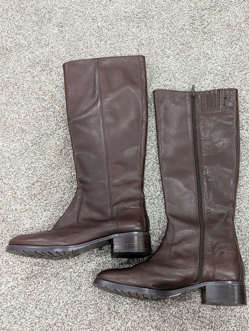 Donald J Pliner Women 8.5 M Brown Leather Riding Knee High Zip Boots